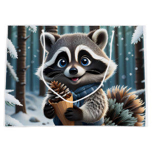 Cute Kawaii style Raccoon with a Pine cream cone  Large Gift Bag