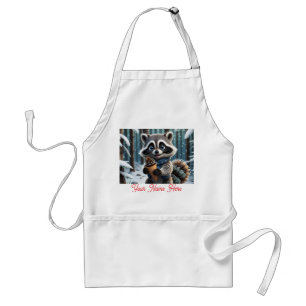 Cute Kawaii style Raccoon with a Pine cream cone  Standard Apron