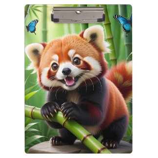 Cute Kawaii style Red Panda In a Bamboo Forest Clipboard
