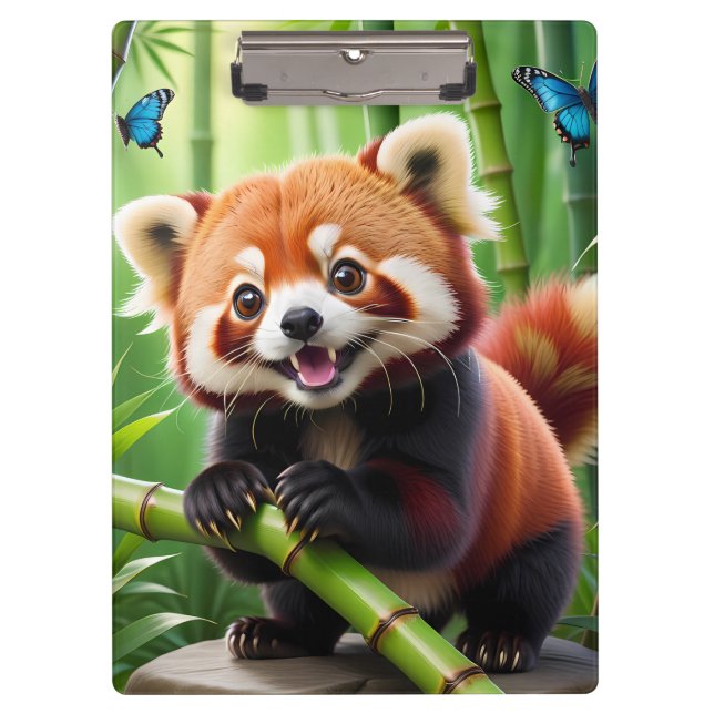 Cute Kawaii style Red Panda In a Bamboo Forest Clipboard (Front)