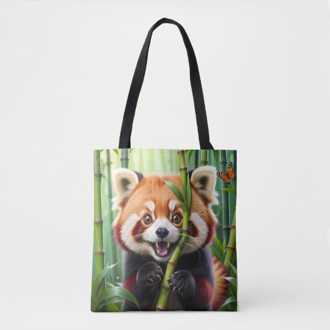 Cute Kawaii style Red Panda with a  Big Smile  Tote Bag (Front)