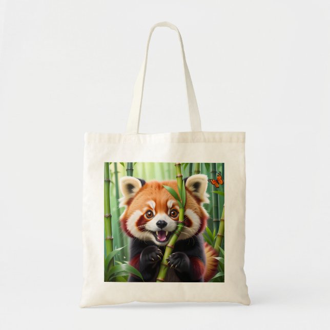 Cute Kawaii style Red Panda with a  Big Smile  Tote Bag (Front)