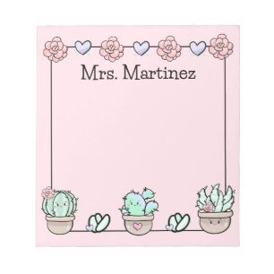 Cute Kawaii Succulents Personalised Notepad