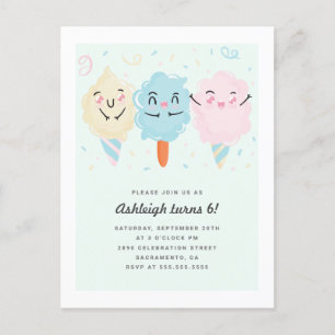 Cute Kawaii Sugar Candy Kids' Birthday Invitation Postcard