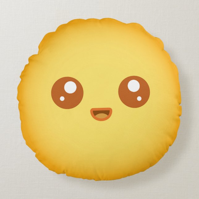 Cute Kawaii Sun Character Round Cushion (Front)