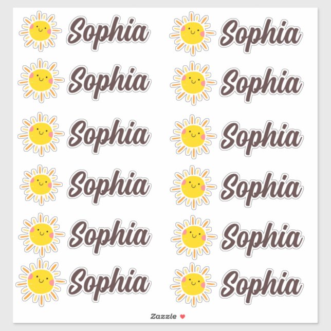 Cute Kawaii Sun Personalised Name (Sheet)