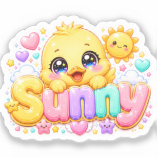 Cute Kawaii Sunny Chick Name Pastel Pink Sparkling