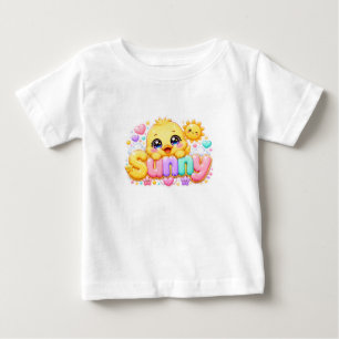 Cute Kawaii Sunny Chick Name Pastel Pink Sparkling Baby T-Shirt