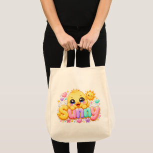 Cute Kawaii Sunny Chick Name Pastel Pink Sparkling Tote Bag