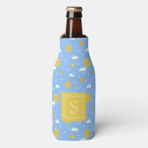Cute Kawaii Sunshine Clouds Personalised Bottle Cooler