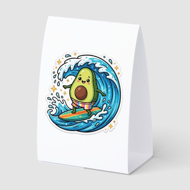 Cute Kawaii Surfing Avocado Ocean Wave SummSticker (Front)