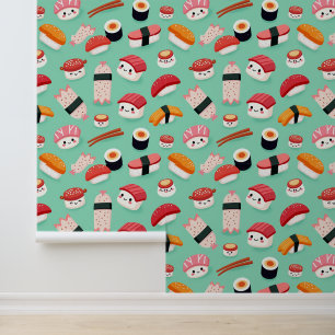 Cute Kawaii Sushi Pattern Illustration Wallpaper