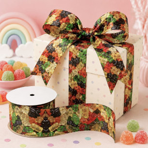 cute kawaii sweets colourful gummy candy bear  satin ribbon