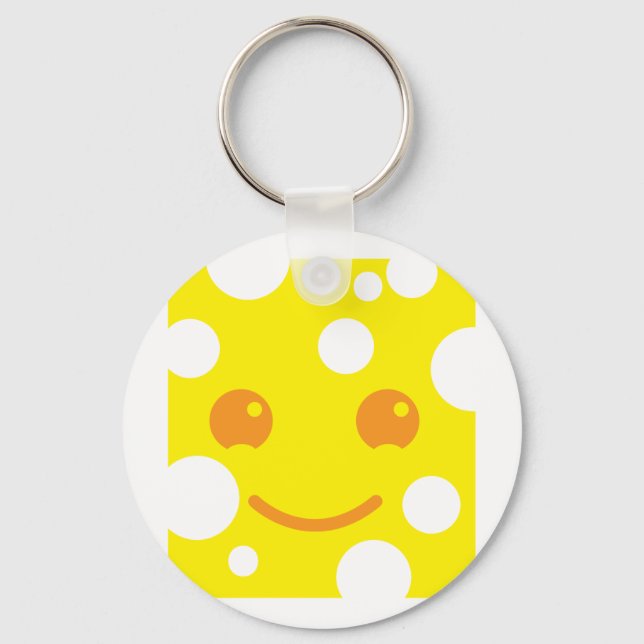 Cute KAWAII swiss cheese Key Ring (Front)