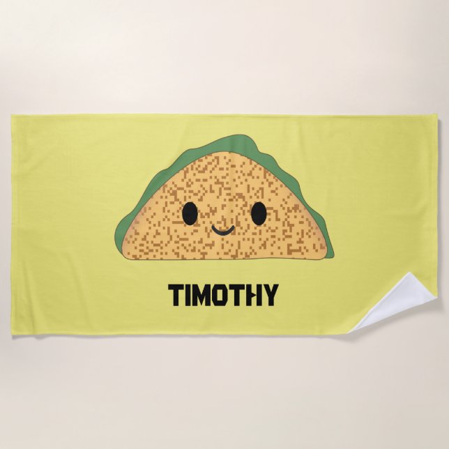 Cute Kawaii Taco Beach Towel (Front)