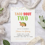 Cute Kawaii Taco Bout Two 2nd Birthday Kid's Party Invitation<br><div class="desc">Surprise your guests with this cute invitation featuring cute kawaii taco & custom text. Easily add the desired text by clicking on the "personalise this template" option.</div>