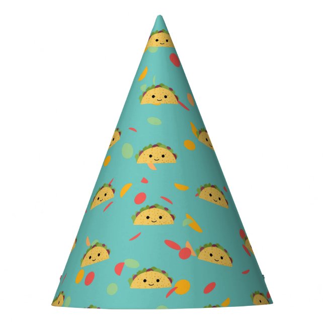 Cute Kawaii Taco Pattern Party Hat (Front)