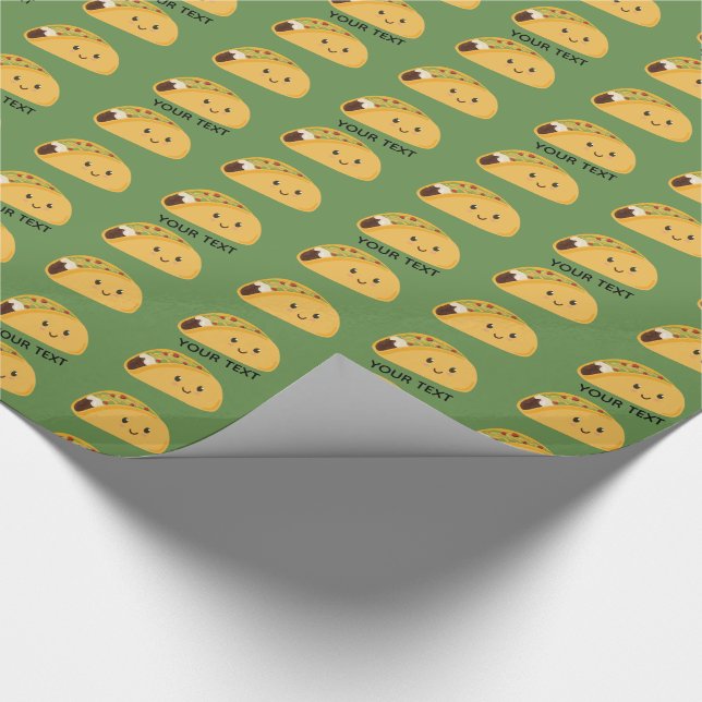 Cute Kawaii Taco Personalised Pattern Wrapping Paper (Corner)