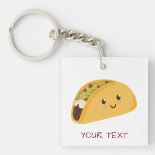 Cute Kawaii Taco Personalised Taco-bout Awesome Key Ring