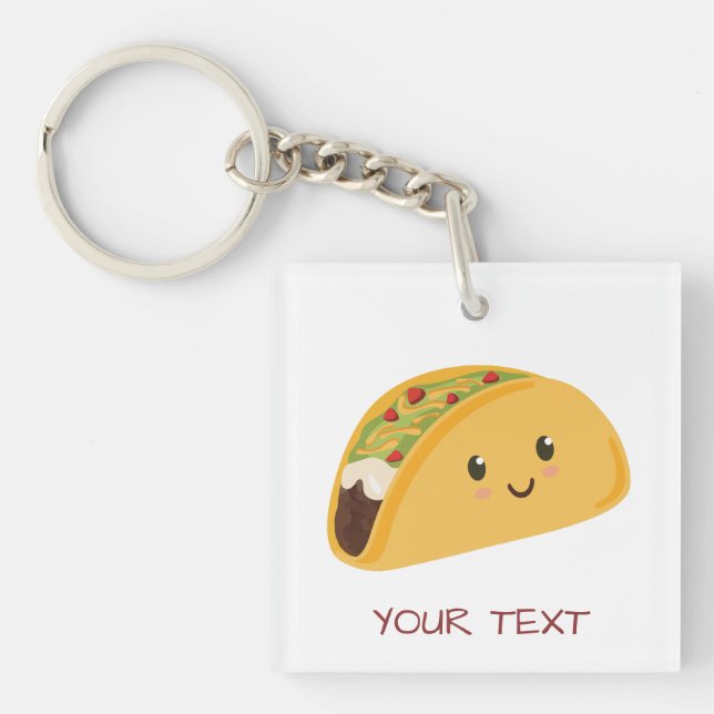 Cute Kawaii Taco Personalised Taco-bout Awesome Key Ring (Front)