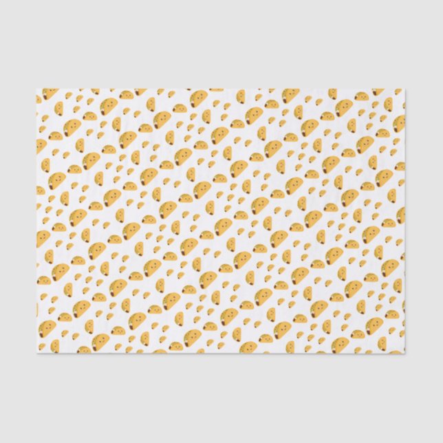 Cute Kawaii Taco Smiling Pattern Tissue Paper (Front)