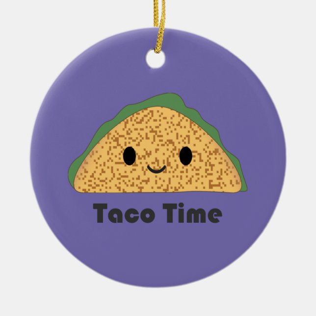 Cute Kawaii Taco Time Taco Ceramic Tree Decoration (Front)