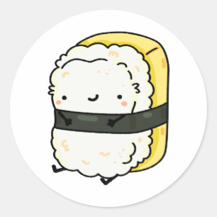 Cute Kawaii Tamago Sushi Classic Round Sticker