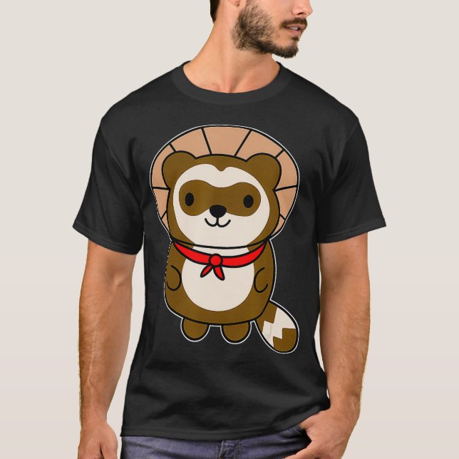 Cute Kawaii Tanuki   Japanese Raccoon Dog Gift T-Shirt (Front)
