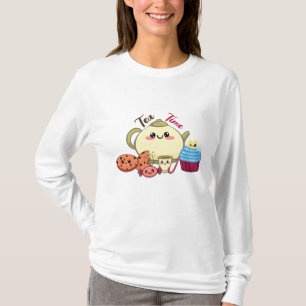 Cute Kawaii Tea Time & Sweets Illustration T-Shirt