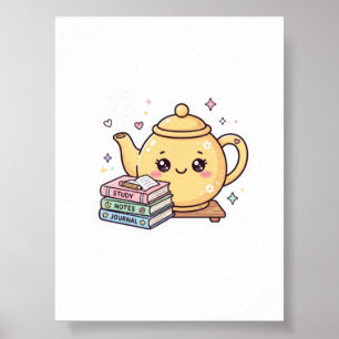 Cute Kawaii Teapot Study Notes Journal BookSticker Poster