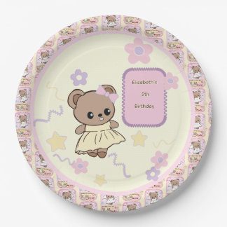 Cute kawaii teddy bear girly funny korean style paper plate