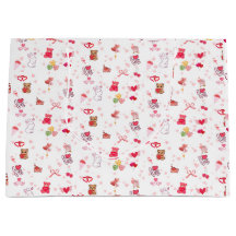 Cute Kawaii Teddy Bear & Hearts Valentine's Day Wr