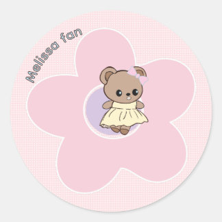 Cute kawaii teddy bear princess pink kpop style classic round sticker