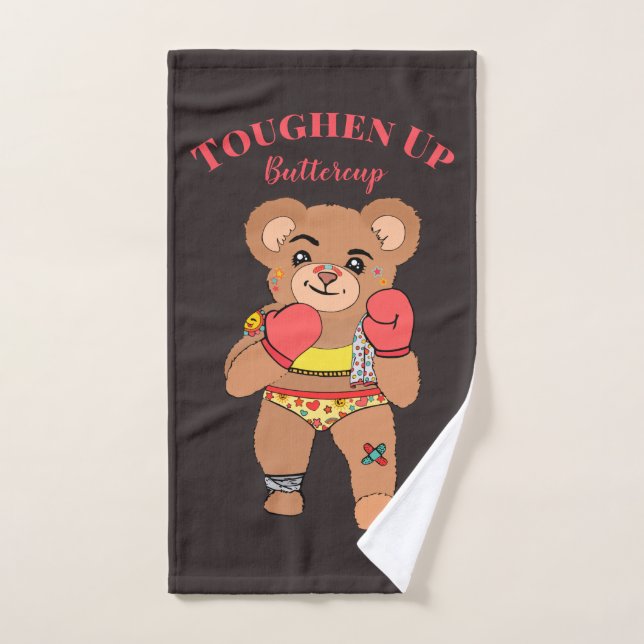 Cute Kawaii Teddy Bear | Toughen Up Buttercup Gym Hand Towel (Hand Towel)