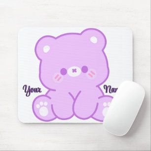 Cute Kawaii Teddy Purple Bear Custom Mousepad