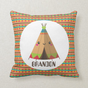 Cute Kawaii teepee add name boys decor pillow