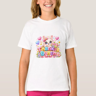 Cute Kawaii Thank a Bunch Cat Name Pastel Pink Flo T-Shirt