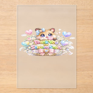 Cute Kawaii Thank You For Shopping Small Cat Paste Acrylic Invitations