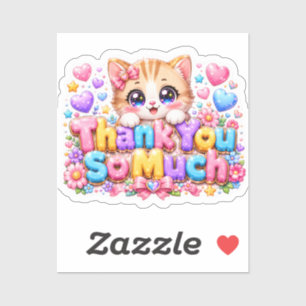 Cute Kawaii Thank You So Much Cat Name Pastel Pink