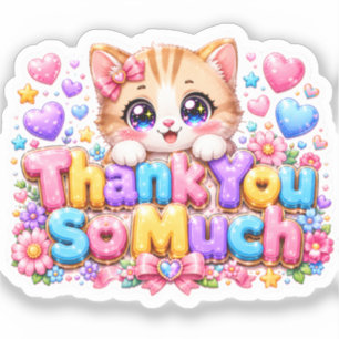 Cute Kawaii Thank You So Much Cat Name Pastel Pink