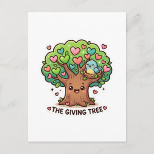 Cute Kawaii The Giving Tree Heart Leaves KiSticker Postcard