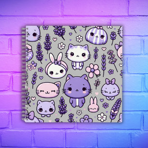 Cute Kawaii theme Purple Lavender Spiral Notebook