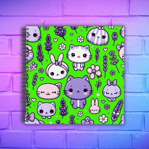 Cute Kawaii theme Purple Lavender Spiral Notebook
