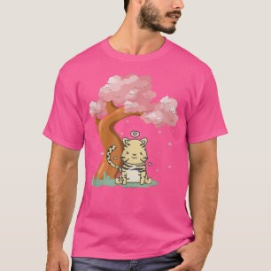 Cute kawaii tiger and Sakura Cherry Blossom tree J T-Shirt