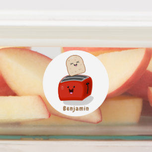 Cute kawaii toast and red toaster cartoon
