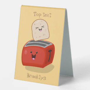 Cute kawaii toast and red toaster cartoon
