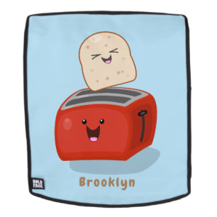 Cute kawaii toast and red toaster cartoon backpack