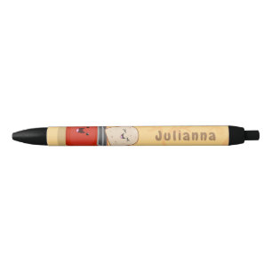 Cute kawaii toast and red toaster cartoon black ink pen