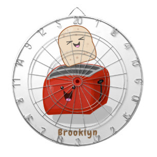 Cute kawaii toast and red toaster cartoon dartboard