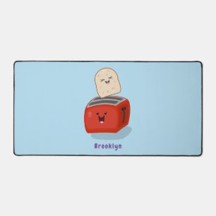 Cute kawaii toast and red toaster cartoon desk mat